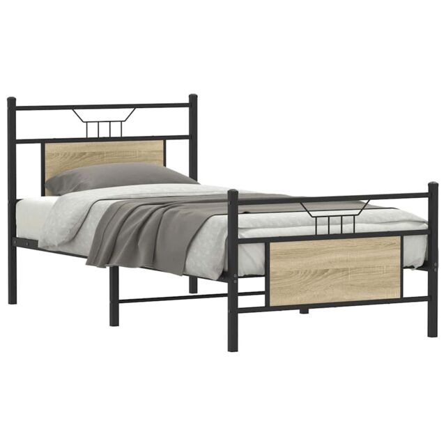 Berkfield Home Bed Frame without Mattress Sonoma Oak 75x190 cm Small Single Engineered Wood in Brown - image 1