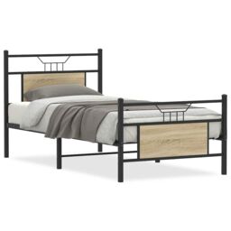 Berkfield Home Bed Frame without Mattress Sonoma Oak 75x190 cm Small Single Engineered Wood in Brown - thumbnail 2