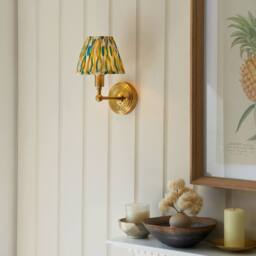 Netlighting Burley Rechargeable Yellow Wall Light Jade Fabric Ikat Shade 16cm - thumbnail 2