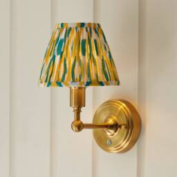 Netlighting Burley Rechargeable Yellow Wall Light Jade Fabric Ikat Shade 16cm - thumbnail 3