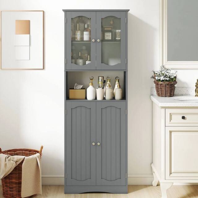 SPETLEK Tall Bathroom Cabinet Narrow Storage Organizer in Grey - Size: 0.6m2 - image 1