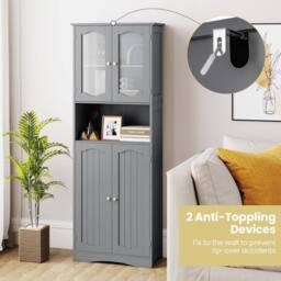 SPETLEK Tall Bathroom Cabinet Narrow Storage Organizer in Grey - Size: 0.6m2 - thumbnail 5