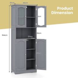 SPETLEK Tall Bathroom Cabinet Narrow Storage Organizer in Grey - Size: 0.6m2 - thumbnail 3