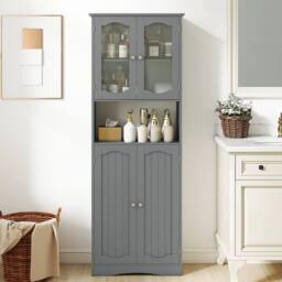 SPETLEK Tall Bathroom Cabinet Narrow Storage Organizer in Grey - Size: 0.6m2 - thumbnail 4