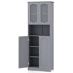 SPETLEK Tall Bathroom Cabinet Narrow Storage Organizer in Grey - Size: 0.6m2 - thumbnail 2