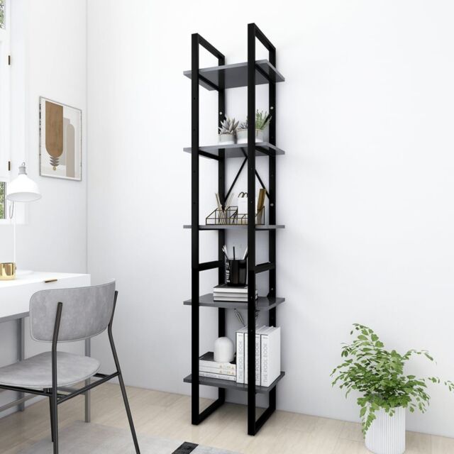 Berkfield Home 5-Tier Book Cabinet Grey 40x30x175 cm Engineered Wood - Size: 40 x 30 x 175 cm - image 1