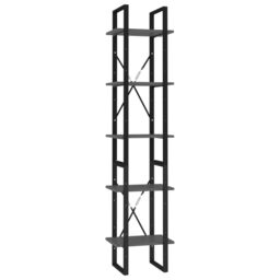 Berkfield Home 5-Tier Book Cabinet Grey 40x30x175 cm Engineered Wood - Size: 40 x 30 x 175 cm - thumbnail 2