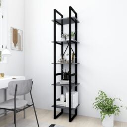 Berkfield Home 5-Tier Book Cabinet Grey 40x30x175 cm Engineered Wood - Size: 40 x 30 x 175 cm - thumbnail 1