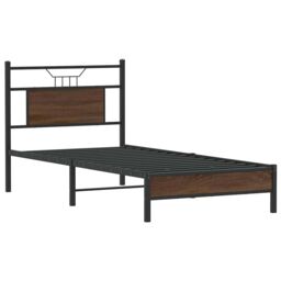 Berkfield Home Bed Frame without Mattress Brown Oak 75x190 cm Small Single Engineered Wood - thumbnail 3