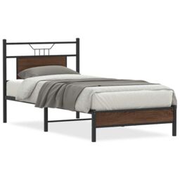 Berkfield Home Bed Frame without Mattress Brown Oak 75x190 cm Small Single Engineered Wood - thumbnail 2