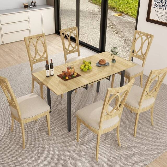 EONLION Wooden Extendable Dining Table Space Saving in Brown - Size: 100 cm - image 1