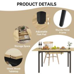 EONLION Wooden Extendable Dining Table Space Saving in Brown - Size: 100 cm - thumbnail 3