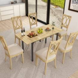 EONLION Wooden Extendable Dining Table Space Saving in Brown - Size: 100 cm