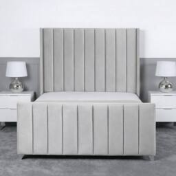 Living Comfort Bedz Imperial Winged Gas Lift Storage Upholstered Bed with 48Inch Headboard in Silver - Size: Double - thumbnail 2