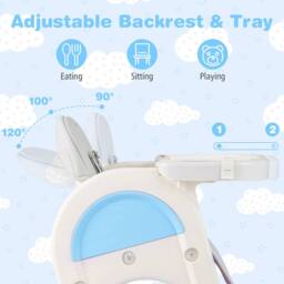 Costway Convertible Baby High Chair Baby Feeding Chair w/Double-layer Tray in Blue - thumbnail 7