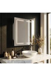 Living and Home Wall-mounted Bathroom Mirror Cabinet with Led Lights in Silver - thumbnail 1