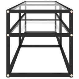 Berkfield Home TV Cabinet Transparent 140x40x40.5 cm Tempered Glass in Black - thumbnail 4