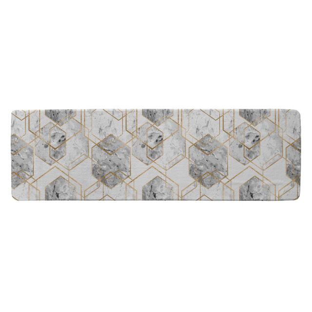 Benjamin Tate Design Geometric Marble Pattern With Gold Glitter Runner Rug in Natural - Size: 67 cm x 230 cm - image 1