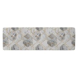 Benjamin Tate Design Geometric Marble Pattern With Gold Glitter Runner Rug in Natural - Size: 67 cm x 230 cm - thumbnail 1