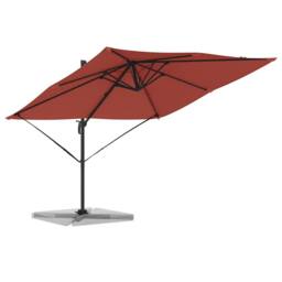 Berkfield Home Warm Cantilever Roma Parasol Terracotta 286x285x265 cm Aluminium in Red - Size: 286 x 285 x 265 cm - thumbnail 1