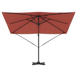 Berkfield Home Warm Cantilever Roma Parasol Terracotta 286x285x265 cm Aluminium in Red - Size: 286 x 285 x 265 cm - thumbnail 5