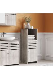 Living and Home Modern Wooden Freestanding Bathroom Cabinet in Grey