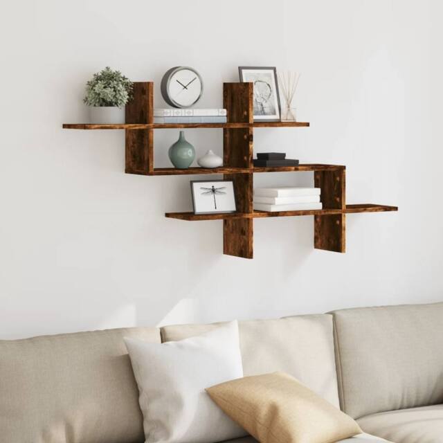 Berkfield Home Wall Shelf Smoked Oak 124.5x18x60.5 cm Engineered Wood in Brown - image 1