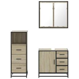 Berkfield Home 3 Piece Bathroom Furniture Set Sonoma Oak Engineered Wood in Brown - thumbnail 5