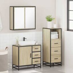 Berkfield Home 3 Piece Bathroom Furniture Set Sonoma Oak Engineered Wood in Brown - thumbnail 4