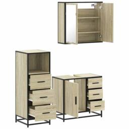 Berkfield Home 3 Piece Bathroom Furniture Set Sonoma Oak Engineered Wood in Brown - thumbnail 6