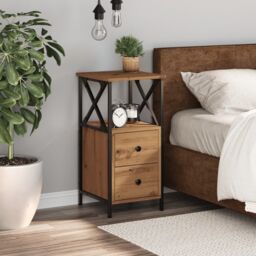 Berkfield Home Bedside Cabinet Artisan Oak 34x35.5x70 cm Engineered Wood in Brown - thumbnail 3
