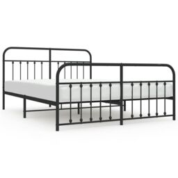 Berkfield Home Metal Bed Frame with Headboard & Footboard Black 183x213 cm - thumbnail 2