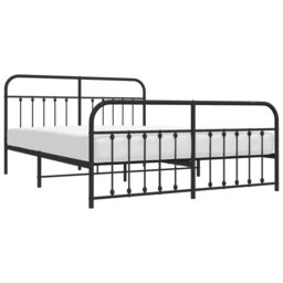 Berkfield Home Metal Bed Frame with Headboard & Footboard Black 183x213 cm - thumbnail 3