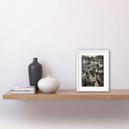 "Artery8 Wall Art Print Black Forest City Baden Monochrome Cityscape Artwork Framed 9X7 Inch in White - Size: W7"" x H9""" - thumbnail 2