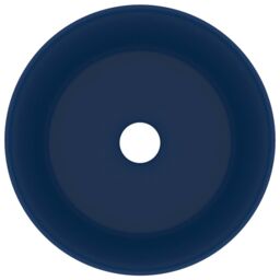 Berkfield Home Luxury Wash Basin Round Matt Dark Blue 40x15 cm Ceramic - thumbnail 3