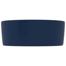 Berkfield Home Luxury Wash Basin Round Matt Dark Blue 40x15 cm Ceramic - thumbnail 4
