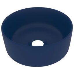 Berkfield Home Luxury Wash Basin Round Matt Dark Blue 40x15 cm Ceramic - thumbnail 2