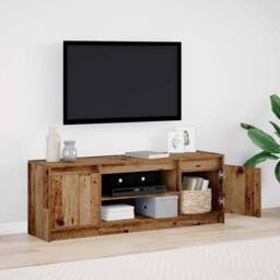 Berkfield Home TV Cabinet with LED - Old Wood, 139.5x34x50 cm, Made from Enginee in Brown - Size: 139.5x34x50 cm - thumbnail 2