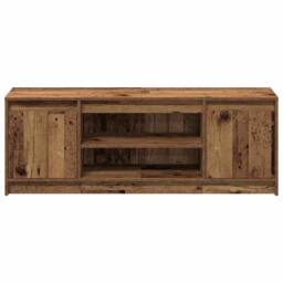 Berkfield Home TV Cabinet with LED - Old Wood, 139.5x34x50 cm, Made from Enginee in Brown - Size: 139.5x34x50 cm - thumbnail 7