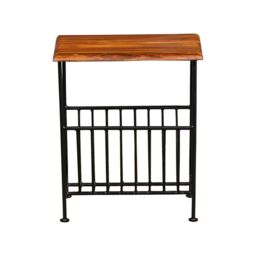 Jaipur Furniture Ltd Ganga Iron Magazine Rack - Sheesham Wood - L20 x W50 x H40 cm - Honey Dark Finish in Black - thumbnail 1