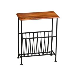 Jaipur Furniture Ltd Ganga Iron Magazine Rack - Sheesham Wood - L20 x W50 x H40 cm - Honey Dark Finish in Black - thumbnail 2