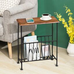 Jaipur Furniture Ltd Ganga Iron Magazine Rack - Sheesham Wood - L20 x W50 x H40 cm - Honey Dark Finish in Black - thumbnail 4