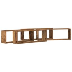 Berkfield Home Wall Shelves Set of 4, Vintage Style, 80x15x26 cm, Made of Engineered Wood in Brown - Size: 80 x 15 x 26 cm - thumbnail 2