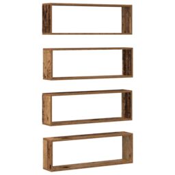 Berkfield Home Wall Shelves Set of 4, Vintage Style, 80x15x26 cm, Made of Engineered Wood in Brown - Size: 80 x 15 x 26 cm - thumbnail 6