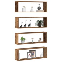Berkfield Home Wall Shelves Set of 4, Vintage Style, 80x15x26 cm, Made of Engineered Wood in Brown - Size: 80 x 15 x 26 cm - thumbnail 3