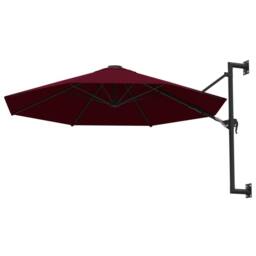 Berkfield Home Wall-Mounted Parasol with Metal Pole 300 cm Burgundy in Red - thumbnail 3