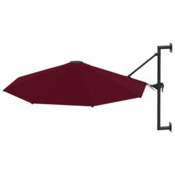 Berkfield Home Wall-Mounted Parasol with Metal Pole 300 cm Burgundy in Red - thumbnail 2