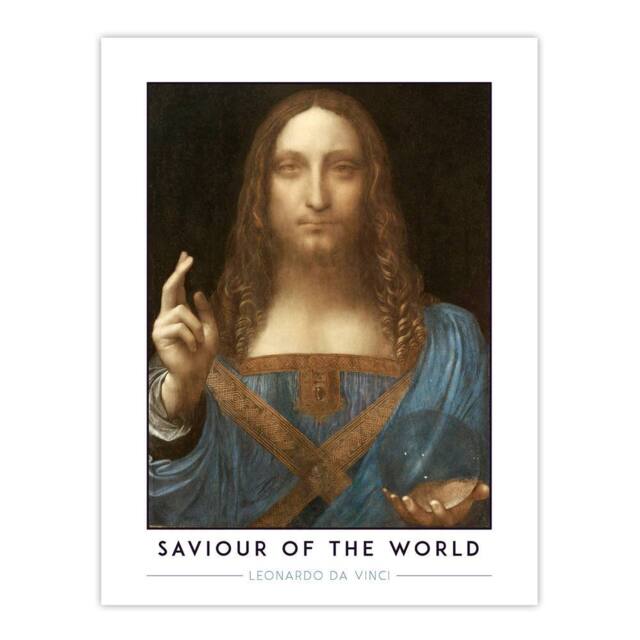 "Artery8 Leonardo Da Vinci Saviour Of The World Salvator Mundi Wall Art Print in Black - Size: W24"" x H32""" - image 1