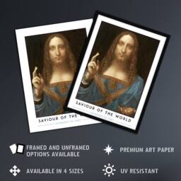 "Artery8 Leonardo Da Vinci Saviour Of The World Salvator Mundi Wall Art Print in Black - Size: W24"" x H32""" - thumbnail 2