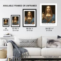 "Artery8 Leonardo Da Vinci Saviour Of The World Salvator Mundi Wall Art Print in Black - Size: W24"" x H32""" - thumbnail 3